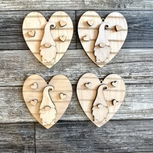 Shiplap Heart Gnome Ornaments