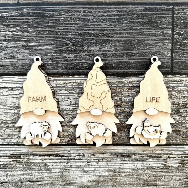 Farm Life Gnome Ornaments