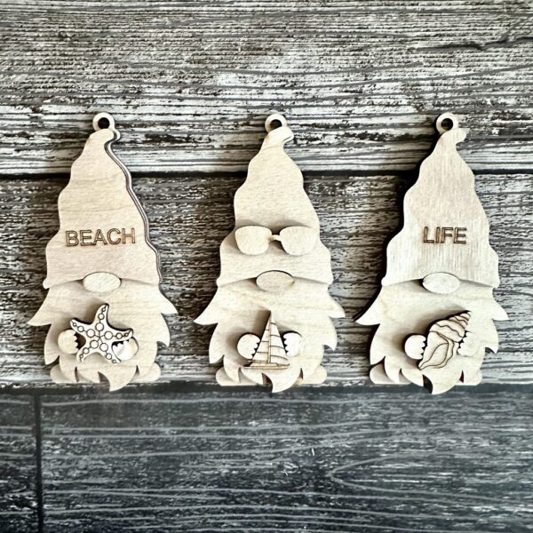Beach Life Gnome Ornament Set