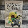 Welcome Gnome Sunflower Garden Flag