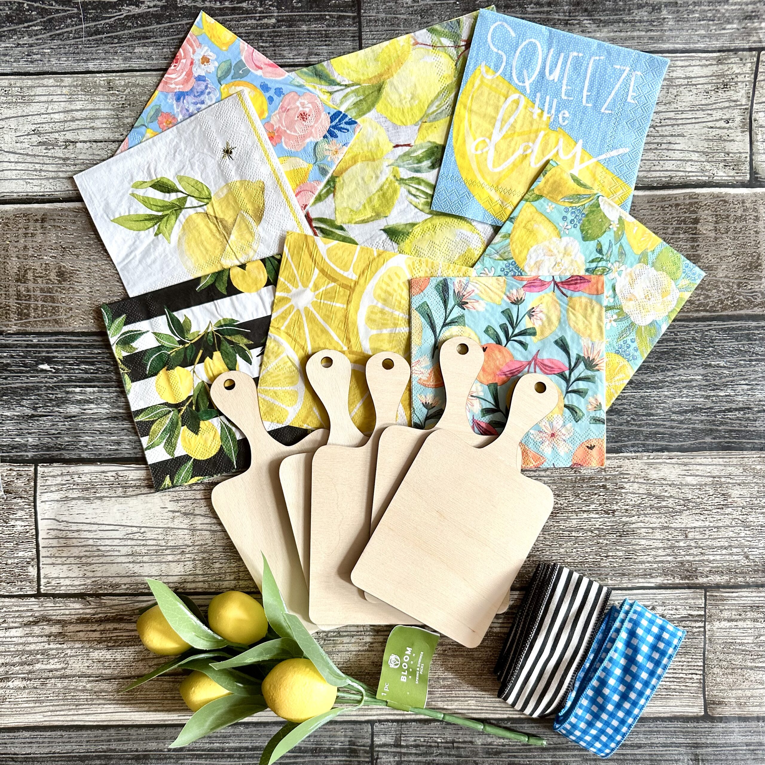 Summer Lemon Decoupage Faux Cutting Board Craft Kit (Limited Quantity)